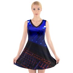 Mixer Console Audio Mixer Studio V-neck Sleeveless Dress by Jancukart