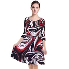 Modern Art Design Fantasy Surreal Quarter Sleeve Waist Band Dress