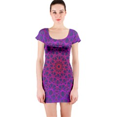 Geometric Pattern-line Art Short Sleeve Bodycon Dress by Ravend