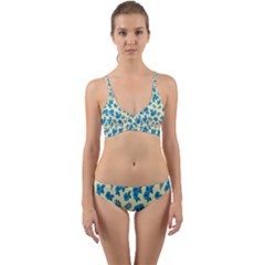 Rose Floral Seamless Pattern Wrap Around Bikini Set