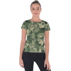Green Leaves Camouflage Short Sleeve Sports Top 