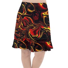 Modern Art Design Fantasy Surreal Orange Fishtail Chiffon Skirt