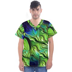 Fractal Art Pattern Abstract Men s V-neck Scrub Top