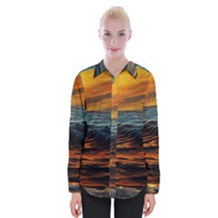 Ocean Sunset Sea Ocean Sunset Womens Long Sleeve Shirt