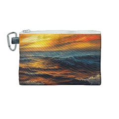 Ocean Sunset Sea Ocean Sunset Canvas Cosmetic Bag (medium) by Ravend