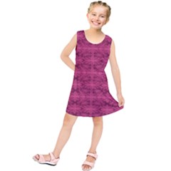 Elegant Pink Floral Geometric Pattern Kids  Tunic Dress by dflcprintsclothing