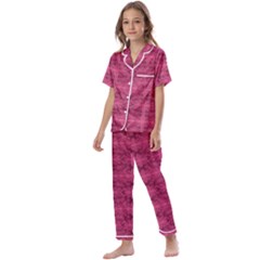 Elegant Pink Floral Geometric Pattern Kids  Satin Short Sleeve Pajamas Set by dflcprintsclothing