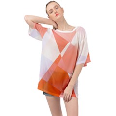 Abstract T- Shirt Peach Geometric Chess Colorful Pattern T- Shirt Oversized Chiffon Top