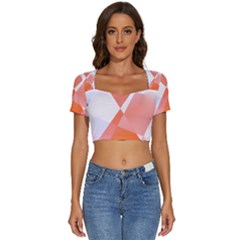 Abstract T- Shirt Peach Geometric Chess Colorful Pattern T- Shirt Short Sleeve Square Neckline Crop Top  by maxcute