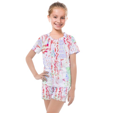 Abstractart T- Shirt Abstract Forest In Pink T- Shirt Kids  Mesh Tee And Shorts Set by maxcute