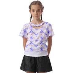 Bat Pattern T- Shirt Bats And Bows Blue Orange T- Shirt Kids  Front Cut Tee by maxcute