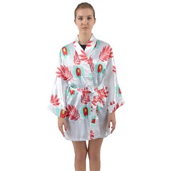 Batik T- Shirt Batik Flowers Pattern 17 Long Sleeve Satin Kimono by maxcute