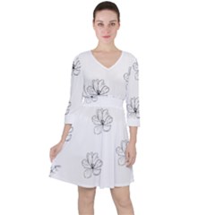 Black And White Pattern T- Shirt Black And White Pattern 11 Quarter Sleeve Ruffle Waist Dress by maxcute