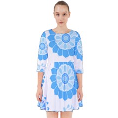 Blue Flowers T- Shirt Blue Psychedelic Floral Power Pattern T- Shirt Smock Dress by maxcute