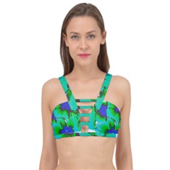 Blue T- Shirt Blue Flower Of Happiness Cage Up Bikini Top by maxcute