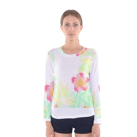 Botanical T- Shirt Botanical Handsome Coral Flower T- Shirt Women s Long Sleeve Tee by maxcute