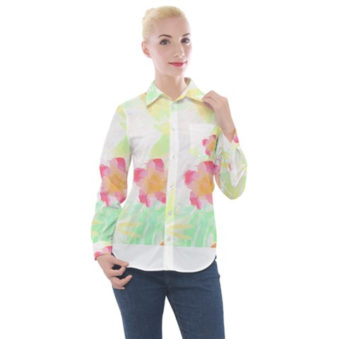 Botanical T- Shirt Botanical Handsome Coral Flower T- Shirt Women s Long Sleeve Pocket Shirt by maxcute