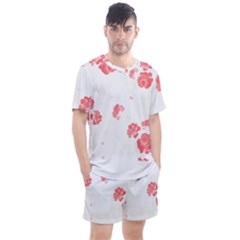 Botanical T- Shirt Botanical Pattern Flower De Purple T- Shirt Men s Mesh Tee And Shorts Set