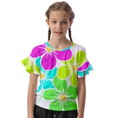 Colorful Flower T- Shirtcolorful Blooming Flower, Flowery, Floral Pattern T- Shirt Kids  Cut Out Flutter Sleeves by maxcute