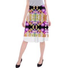 Colorful Flowers Pattern T- Shirt Colorful Wild Flowers T- Shirt Midi Beach Skirt by maxcute