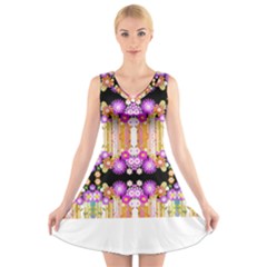 Colorful Flowers Pattern T- Shirt Colorful Wild Flowers T- Shirt V-neck Sleeveless Dress by maxcute