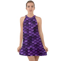Purple Scales! Halter Tie Back Chiffon Dress by fructosebat