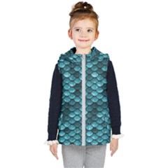 Teal Scales! Kids  Hooded Puffer Vest by fructosebat