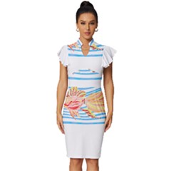 Fishing Lover T- Shirtfish T- Shirt (3) Vintage Frill Sleeve V-neck Bodycon Dress by maxcute