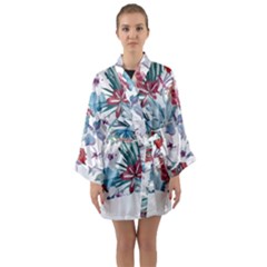 Hawaii T- Shirt Hawaii Flora Pattern T- Shirt Long Sleeve Satin Kimono by maxcute