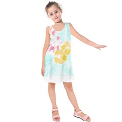 Hawaii T- Shirt Hawaii Flowers Modern T- Shirt Kids  Sleeveless Dress by maxcute