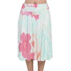 Hawaii T- Shirt Hawaii Lis Flowers Trend T- Shirt Velvet Flared Midi Skirt by maxcute