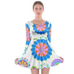 Hippie T- Shirt Psychedelic Floral Power Pattern T- Shirt Long Sleeve Skater Dress by maxcute