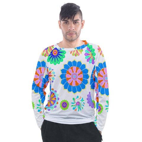 Hippie T- Shirt Psychedelic Floral Power Pattern T- Shirt Men s Long Sleeve Raglan Tee by maxcute