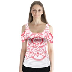 Intricate Mandala T- Shirt Shades Of Pink Floral Mandala T- Shirt Butterfly Sleeve Cutout Tee 