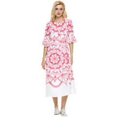 Intricate Mandala T- Shirt Shades Of Pink Floral Mandala T- Shirt Double Cuff Midi Dress