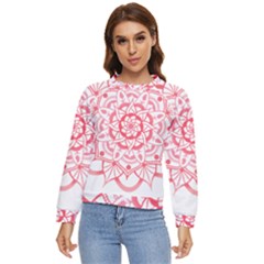 Intricate Mandala T- Shirt Shades Of Pink Floral Mandala T- Shirt Women s Long Sleeve Raglan Tee