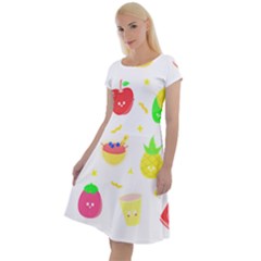 Kawaii Doodle T- Shirt Kawaii Doodle Food Illustration T- Shirt Classic Short Sleeve Dress