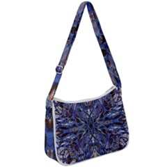 Denim Blend Repeats I Zip Up Shoulder Bag by kaleidomarblingart