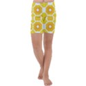 Yellow Seamless Pattern Kids  Lightweight Velour Capri Yoga Leggings View1