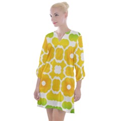 Yellow Seamless Pattern Open Neck Shift Dress