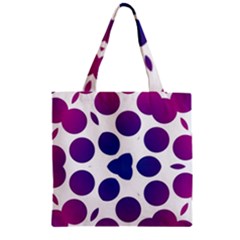 Purple Blue Repeat Pattern Zipper Grocery Tote Bag