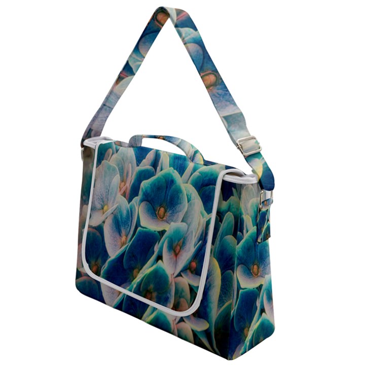 Hydrangeas-blossom-bloom-blue Box Up Messenger Bag