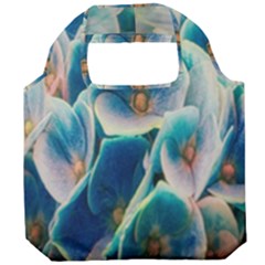 Hydrangeas-blossom-bloom-blue Foldable Grocery Recycle Bag by Ravend