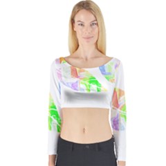 Leaves Silhouette Art T- Shirt Delicate Abstract Pastel Coloured Leaves Silhouette Art T- Shirt Long Sleeve Crop Top by maxcute