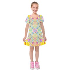 Mandala T- Shirt Block Lotus T- Shirt Kids  Short Sleeve Velvet Dress by maxcute