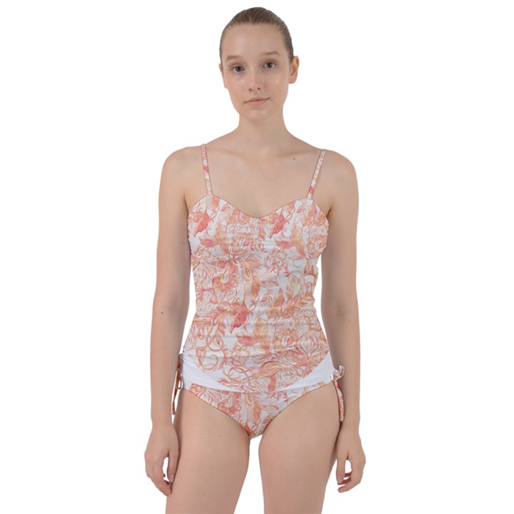 Pattern T- Shirt Autumn Peach Art Nouveau Pattern T- Shirt Sweetheart Tankini Set