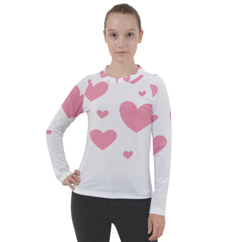 Pink Hearts Pattern T- Shirt Pink And Purple Heart Pattern T- Shirt Women s Pique Long Sleeve Tee by maxcute