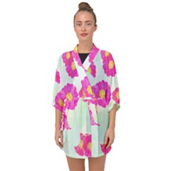 Primrose T- Shirt Pink Primula Primrose Flower Design T- Shirt Half Sleeve Chiffon Kimono by maxcute