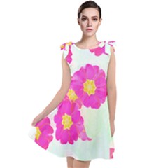 Primrose T- Shirt Pink Primula Primrose Flower Design T- Shirt Tie Up Tunic Dress by maxcute