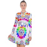 Rainbow Flowers T- Shirt Rainbow Psychedelic Floral Power Pattern T- Shirt Long Sleeve Panel Dress